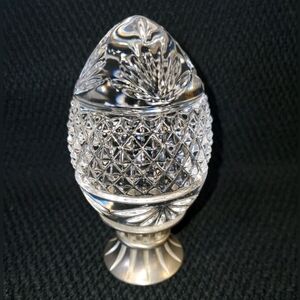 VINTAGE FRENCH CRYSTAL PAPERWEIGHT FIGURINE SPARKLING EGG ON STAND